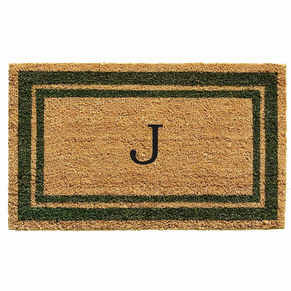 Calloway Mills Monogram Door Mat, Natural, Sage Green, 24 in W x 36 in L 153042436J - main